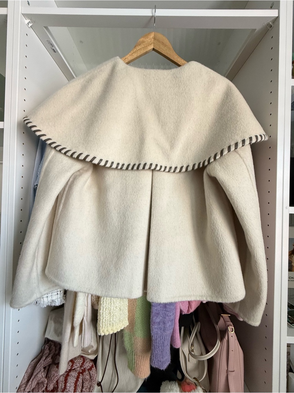 Cream Wool Cape Coat - Picture 6 of 13